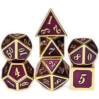 QYER Present Metal DND Dice Set 7 Die Gold Blue Metal D&D Dice for Dungeons and Dragons Games-Glossy Enamel Dice Table (Color : 5)