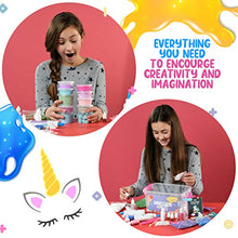 Load image into Gallery viewer, Kicko Slime Making Set Unicorn DIY - 88 Piece Kit with Storage Box - Fluffy, Beads, Glitter, Glue, Glow in The Dark, Color Dyes - for Boys, Girls, Party Favors
