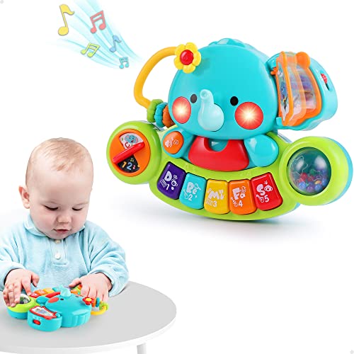 iPlay, iLearn Baby Music Elephant Toys, Toddler Electronic Learning Sensory Toy, Musical Piano Keyboard W/ Lights Sounds, Infant Birthday Gift for 6 9 12 18 24 Months, 1 2 Year Olds Kids Boys Girls