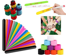 Load image into Gallery viewer, WellieSTR 200PCS Silicone Gel Slap Bracelets,Spiky Snap Wristbands,Thread Holder/Clamp,DIY Blank Painting Party Bracelet Slap Band Party Favor (Multicolor)
