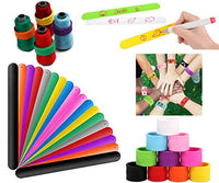 WellieSTR 200PCS Silicone Gel Slap Bracelets,Spiky Snap Wristbands,Thread Holder/Clamp,DIY Blank Painting Party Bracelet Slap Band Party Favor (Multicolor)