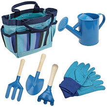 Load image into Gallery viewer, FREEHAWK Kids Gardening Tool Sets, Toy Shovel Gardening Set, Outdoor Gardening Toy with Wooden Handles &amp; Safety Edges, Includes Carry Bag, Rake, Shovel, Fork, Watering Can, Gloves (Blue)

