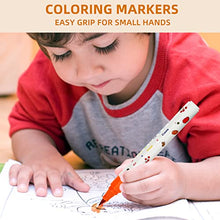 Load image into Gallery viewer, Lebze Washable Markers for Kids Ages 2-4 Years, 12 Colors Toddler Markers for Coloring Books, Safe Non Toxic Art School Supplies for Boys &amp; Girls Flower Monaco
