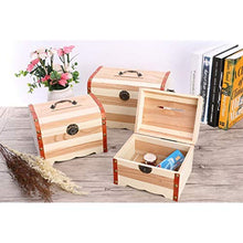 Load image into Gallery viewer, BESPORTBLE Wooden Treasure Chest Box Antique Small Wooden Box Wooden Storage Chest Jewelry Keepsake Box for Storage Cards Collection Gifts Size L
