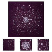 Load image into Gallery viewer, Kisangel Altar Tarot Cloth Astrology Tarot Divination Cards Table Cloth Tapestry 12 Constellations Pentacle Tablecloth Washable Purple
