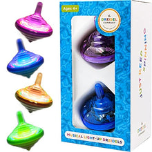 Load image into Gallery viewer, Hanukkah Musical Light-Up Dreidel Spinning Tops Set, Plays 2 Classic Hanukkah Songs, Assorted Colors (2-Pack)
