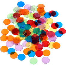 Load image into Gallery viewer, Shappy 120 Pieces Transparent Color Counters Counting Bingo Chips Plastic Markers with Storage Bag (Multicolored)
