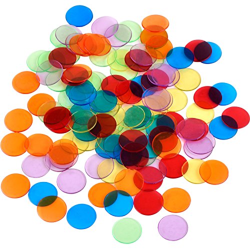 Shappy 120 Pieces Transparent Color Counters Counting Bingo Chips Plastic Markers with Storage Bag (Multicolored)