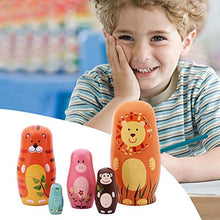 Load image into Gallery viewer, Gsdviyh36 5Pcs/Set Wooden Bear Animal Russian Nesting Dolls Handmade Desktop Decor Gift, Desktop Decoration, Novelty Gifts, Safety and Environmental Protection Orange
