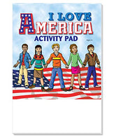 ZOCO 50 Pack: I Love America Kid's Activity Pads | Bulk Mini Activity Pads - Coloring, Games, Mazes, Word Search, Puzzles | Kid's Party Favors | Giveaways for Children
