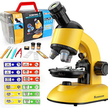 Load image into Gallery viewer, Microscope for Kids, Microscope Kit LED 40X-1200X Magnification Kids Science Toys, Microscope Slides with Specimens for Kids,Students Microscope STEM Kit
