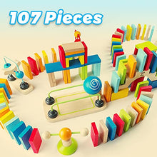 Load image into Gallery viewer, Dynamo Wooden Domino Set by Hape | Award Winning Domino Building Block Set for Kids, 107 Solid Pieces of Fun Filled Racing, Building and Stacking

