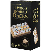 Load image into Gallery viewer, Wood Domino Racks, Set of 4 Trays for Mexican Train and Other Dominoes Games, for Families and Kids Ages 8 and up

