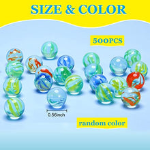 Load image into Gallery viewer, 500 Pieces Color Mixing Glass Marbles 0.56 Inch Cat Eyes Marbles Solid Glass Colorful Marbles Round DIY Marble Bulk for Kids Slingshot Ammo Home Decoration Chinese Checkers Game
