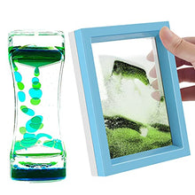Load image into Gallery viewer, FKYTION Sand Art Picture and Liquid Motion Bubbler Timer 2 Pack Colorful Hourglass Liquid Bubbler Art Toys Activity Calm Relaxing Desk Toys Voted Best Gift!(Green)
