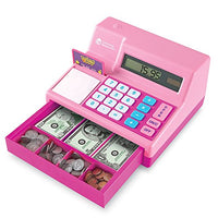 Learning Resources Pretend & Play Calculator Cash Register, Classic Counting Toy, 73 Pieces, Ages 3+, Pink
