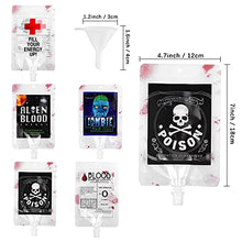 Load image into Gallery viewer, 21 Packs Halloween Blood Bags for Drinks,Reusable Blood Cups Containers with Funnel Reusable Drink Container for&quot;Blood&quot; of Theme Parties for Drinks Halloween Zombie Vampire Party Favors Costumes Props
