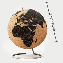 Load image into Gallery viewer, Suck UK Large Desktop Cork Push PINS Included | Educational World MAP | Travel Accessories | Adventure &amp; Memories Display | Globe, Brown/Black
