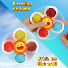 Load image into Gallery viewer, 3Pcs Suction Cup Spinner Toys,Baby Spinners Toy w/ Pop Function,Push Pop Bubble Sensory Rotating Fun,Ideal Bathing, Anxiety, Dining, Sensory Toy for Girls Boys
