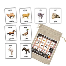 Load image into Gallery viewer, Farm Animals Flash Cards - 27 Laminated Flashcards | Homeschool | Montessori Materials | Multilingual Flash Cards | Bilingual Flashcards - Choose Your Language (Spanish + English)
