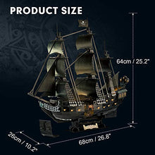 Load image into Gallery viewer, 3D Puzzle for Adults Moveable LED Pirate Ship with Detailed Interior Decoration, Large Queen Anne&#39;s Revenge Sailboat Desk Puzzles, Difficult 3D Puzzles with Lights Gifts for Men Women
