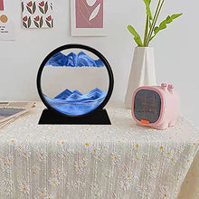 Load image into Gallery viewer, rysnwsu 3D Dynamic Sand Art Liquid Motion, Moving Sand Art Picture Round Glass 3D Deep Sea Sandscape in Motion Display Flowing Sand Frame Relaxing Desktop Home Office Work Decor (Black, 7&#39;&#39;)
