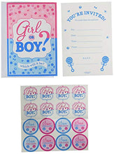 Load image into Gallery viewer, Amscam 8 Count Reveal Party Girl Or Boy? Invitations, 6 1/4&quot; x 4 1/4&quot;, Blue/Pink
