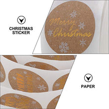 Load image into Gallery viewer, Kisangel 1 Roll/ 500Pcs Merry Christmas Envelope Stickers Kraft Paper Snowflake Seal Stickers Adhesive Gift Bag Label Holiday Party Favor for Gift Box Bakeries
