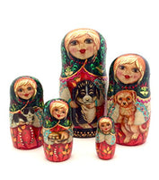 Unique Russian Nesting Dolls Hand Carved Hand Painted 5 Piece Set 7