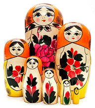 Load image into Gallery viewer, 170 mm Orange Head Semenovskaya Hand Painted Wooden Russian Matryoshka Nesting Doll 7 pcs Inside
