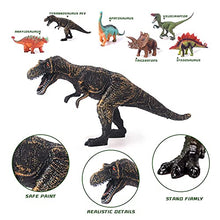 Load image into Gallery viewer, Kim Player 47pcs Dinosaur Toy Figure w/ Activity Play Mat &amp; Trees, Educational Realistic Dinosaur Playset to Create a Dino World Including T-Rex, Triceratops, Velociraptor, for Kids, Boys &amp; Girls

