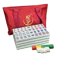 LSZ 144 PCS Travel Mahjong Gift Bag dice Portable Chinese Digital Sculpture Plastic Multiplayer Entertainment Family Leisure Gathering Mahjong (Color : Green, Size : 413225mm)