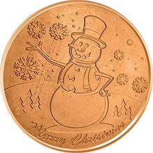 Load image into Gallery viewer, Christmas Series 1 oz .999 Pure Copper Round/Challenge Coin (Wreath Back) (Snowman)
