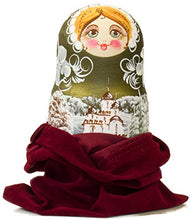 Load image into Gallery viewer, Russian Nesting Doll - Winter`s Tale - Hand Painted in Russia - Wooden Decoration Gift Doll - Traditional Matryoshka Babushka - 6.75``- Silver Night

