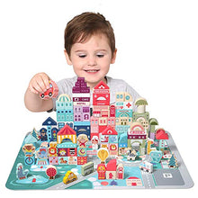 Load image into Gallery viewer, 120PCS Wooden Blocks, Preschool Learning Educational Toys, Wooden Toddler Toys with City Map Construction, Stacking Blocks for 3+ Years Old Kids Boys Girls Children (Multicolored)

