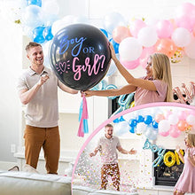 Load image into Gallery viewer, PartyWoo Gender Reveal Balloons, 2 pcs 36 inch Gender Reveal Balloons with Confetti, Paper Tassel for Gender Reveal Party Decorations, Baby Gender Reveal Party Supplies
