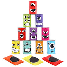 Load image into Gallery viewer, JOYIN 13 Pcs Carnival Bean Bag Toss, Knockdown Can Game Set, Holiday &amp; Birthday Party Games, Outdoor Lawn Yard Activity for Kids Party Favors, Easter Egg Hunt for Classroom Gifts (Monster Style)
