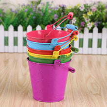 Load image into Gallery viewer, NUOBESTY 6pcs Mini Metal Buckets Tin Pail with Handle for Party Favors Candy French Fries Plants Herbs Succulent Planter Holder Random Color Crafts 14. 5CM
