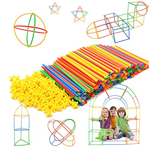 Straw Constructor STEM Building Toys 300 pcs-Colorful Interlocking Plastic Enginnering Toys- Fun- Educational- Safe for Kids- Develops Motor Skills-Construction Blocks- Best Gift for Boys and Girls ..