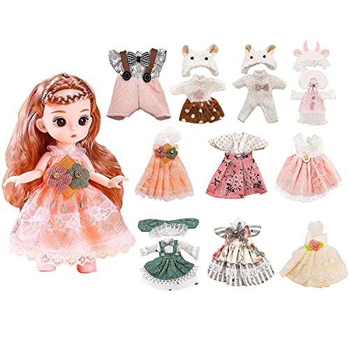 Lembani 10 Sets Mini 6 inch Girl Dolls Clothes and Accessories 6 Dresses 4 Outfits for Kids Birthday