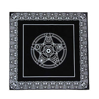 MNTT Tarot Tablecloth,49x49cm Board Game Astrological Non-Woven Altar Tarot Cloth Tarot Card Mat Tarot Card Cloth(Black)