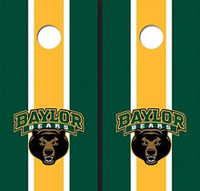 Load image into Gallery viewer, Baylor University Bear Head Yellow and Hunter Green Matching Long Stripe Cornhole Boards

