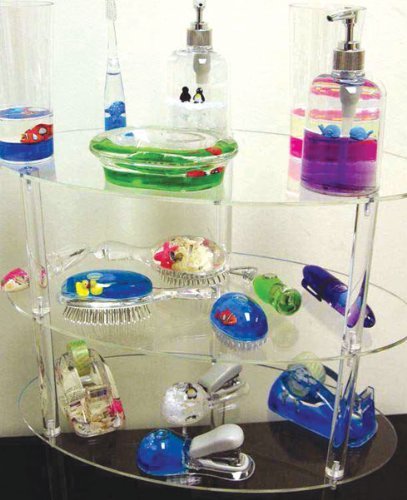 DESK SET FOR KIDS- LUCITE WITH OCEAN THEME-5 PIECES