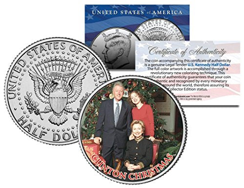 Clinton Christmas Collectible Art Kennedy Half Dollar Coin and Certificate Bill Chelsea Hillary
