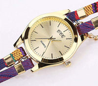 Leather Bracelet Strap Wrist Watch Casual For Women Ladies Students Teens Kids (Purple)