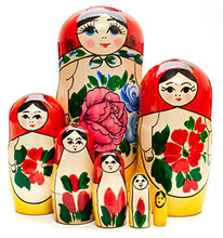 Load image into Gallery viewer, 170 mm Red Head Semenovskaya Handpainted Wooden Matryoshka Doll 7 pcs
