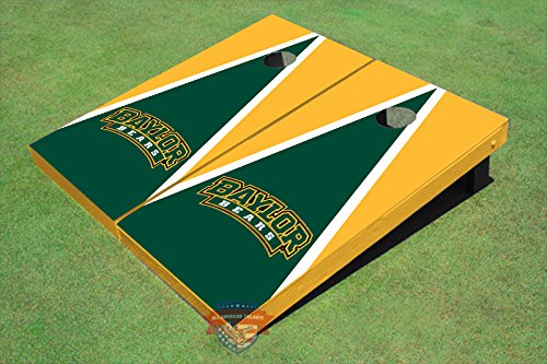 Baylor University Arch Hunter Green and Yellow Matching Triangle Cornhole Boards