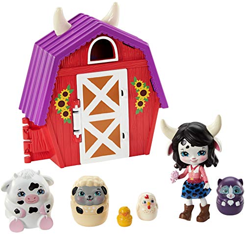 Enchantimals Secret Besties Cambrie Cow Farmhouse 5.8-in with 1 Doll (3.5-in), 5 Animal Figures, and 1 Accessory, Harvest Hills Collection, Great Gift for Kids Ages 3 and Up