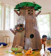 Load image into Gallery viewer, HearthSong Big Indoor Tree Fort Build-A-Fort Kit with Four Working Windows and Door, 7&#39;H x 58&quot; diam., with Sturdy Cardboard Pieces and Hook and Loop Tape
