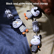 Load image into Gallery viewer, TUMAMA Black and White Baby Toys for 3 6 9 12 Months,Plush Hanging Rattles,Newborn Stroller Toys for Boys and Girls,4 Pack
